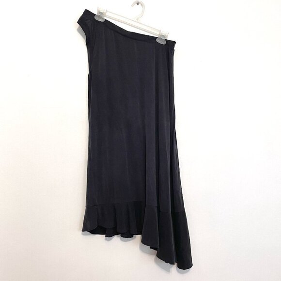 MOULINETTE SOEURS ANTHROPOLOGIE ANTHRO Raneri One Shoulder Dress Dark Gray Boho - Picture 2 of 16